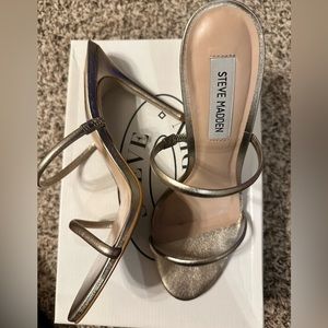 Light Gold Leather High Heel Sandals